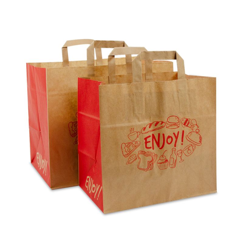 Paper take away bags - Enjoy brown 